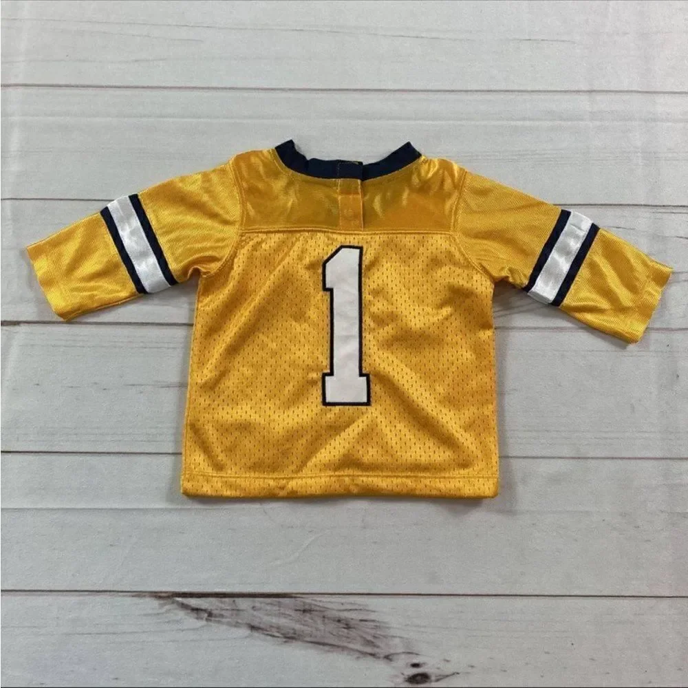 Nike Kids Yellow Cal Golden Bears #1 Long Sleeve Football Jersey Shirt Size 3/6M